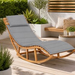 Durable Wooden Rocking Sun Lounger with Cushion
