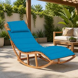 Premium Wooden Rocking Sun Lounger with Cushion