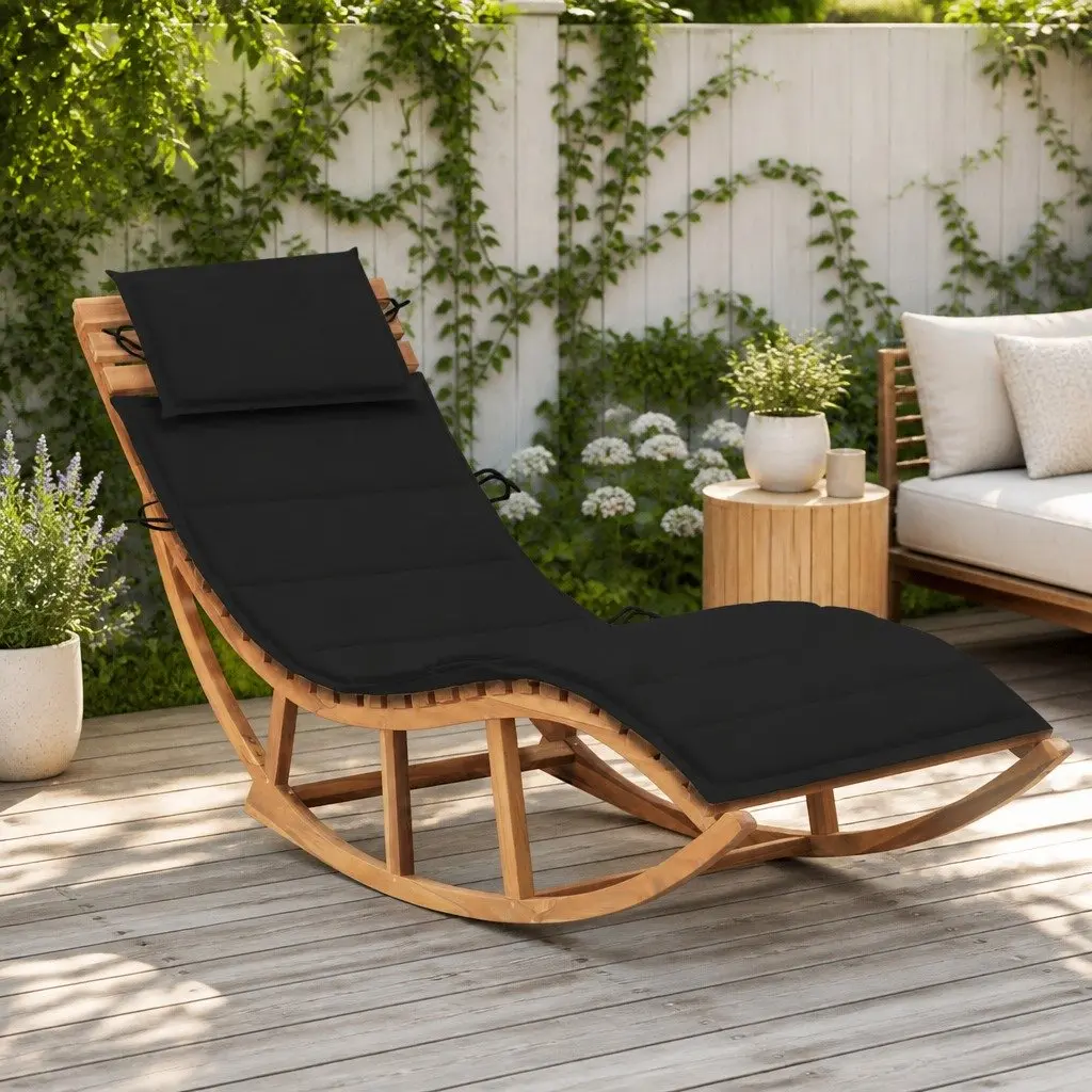 Wooden Rocking Sun Lounger for Outdoor Relaxation