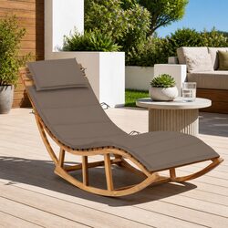 Teak Wooden Rocking Sun Lounger for Garden and Patio