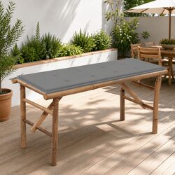Durable Folding Garden Bench with Grey Cushion, 118 cm