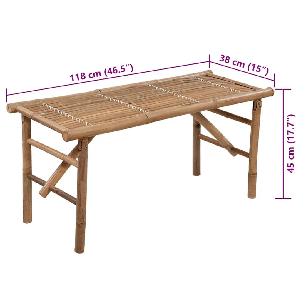 Folding Garden Bench with Grey Cushion, 118 cm