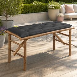 Durable Bamboo Folding Garden Bench with Cushion 118cm