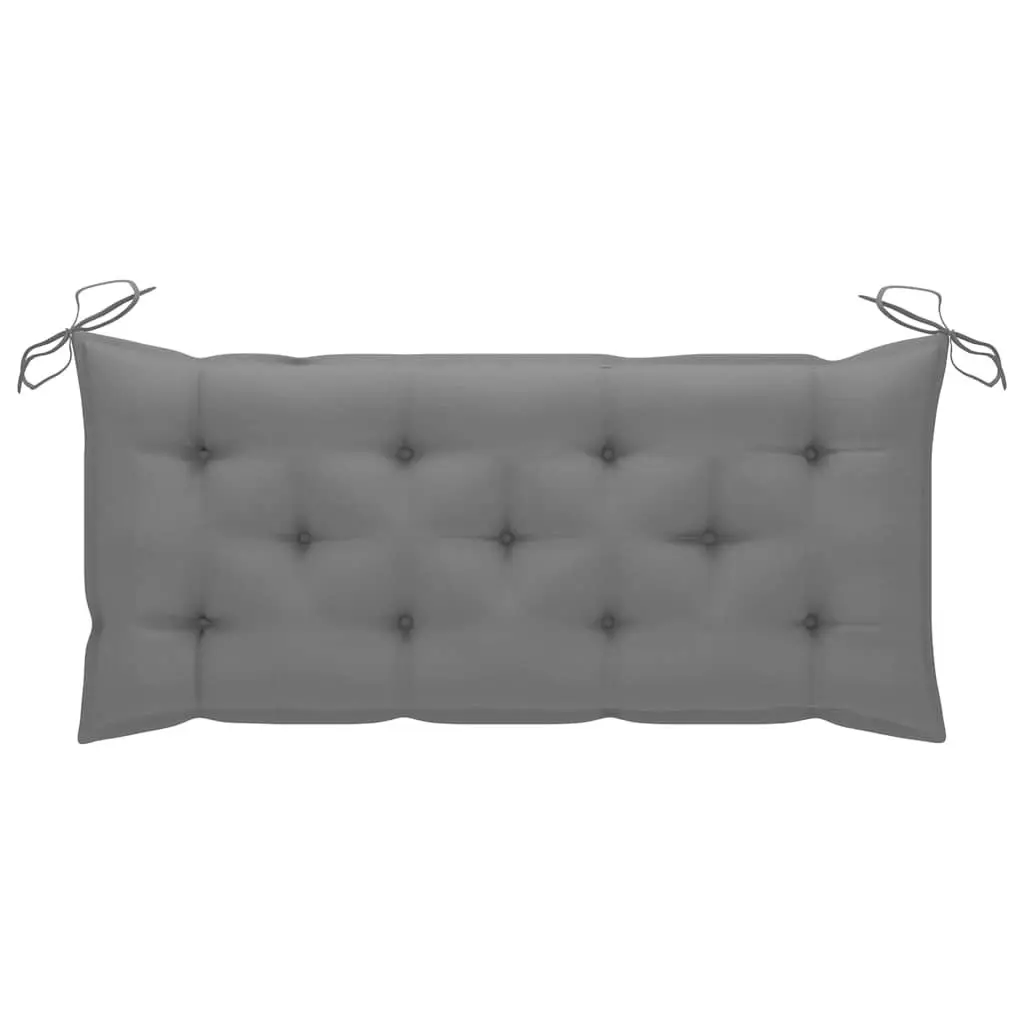 Folding Garden Bench with Grey Cushion, 118cm