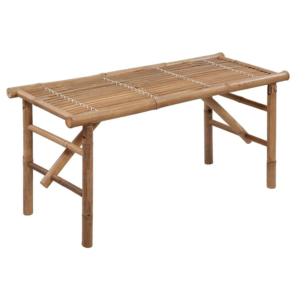 Folding Garden Bench Bamboo 118cm Cream with Cushion