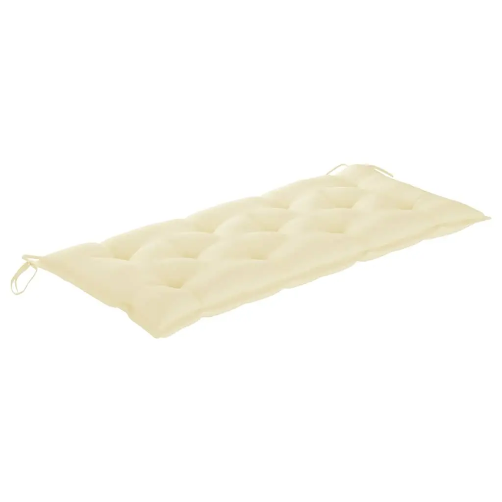 Folding Garden Bench Bamboo 118cm Cream with Cushion