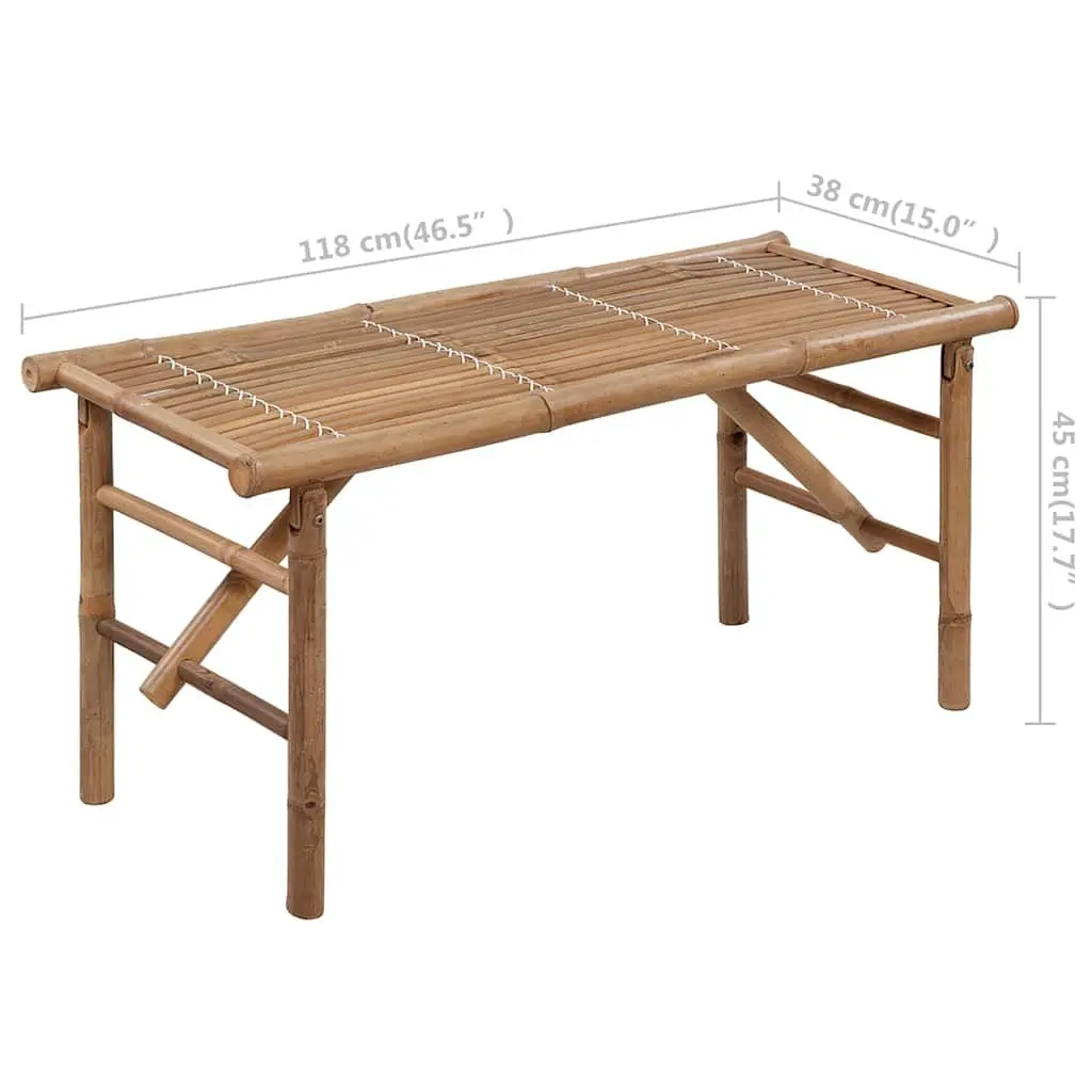 Folding Garden Bench Bamboo 118cm Cream with Cushion