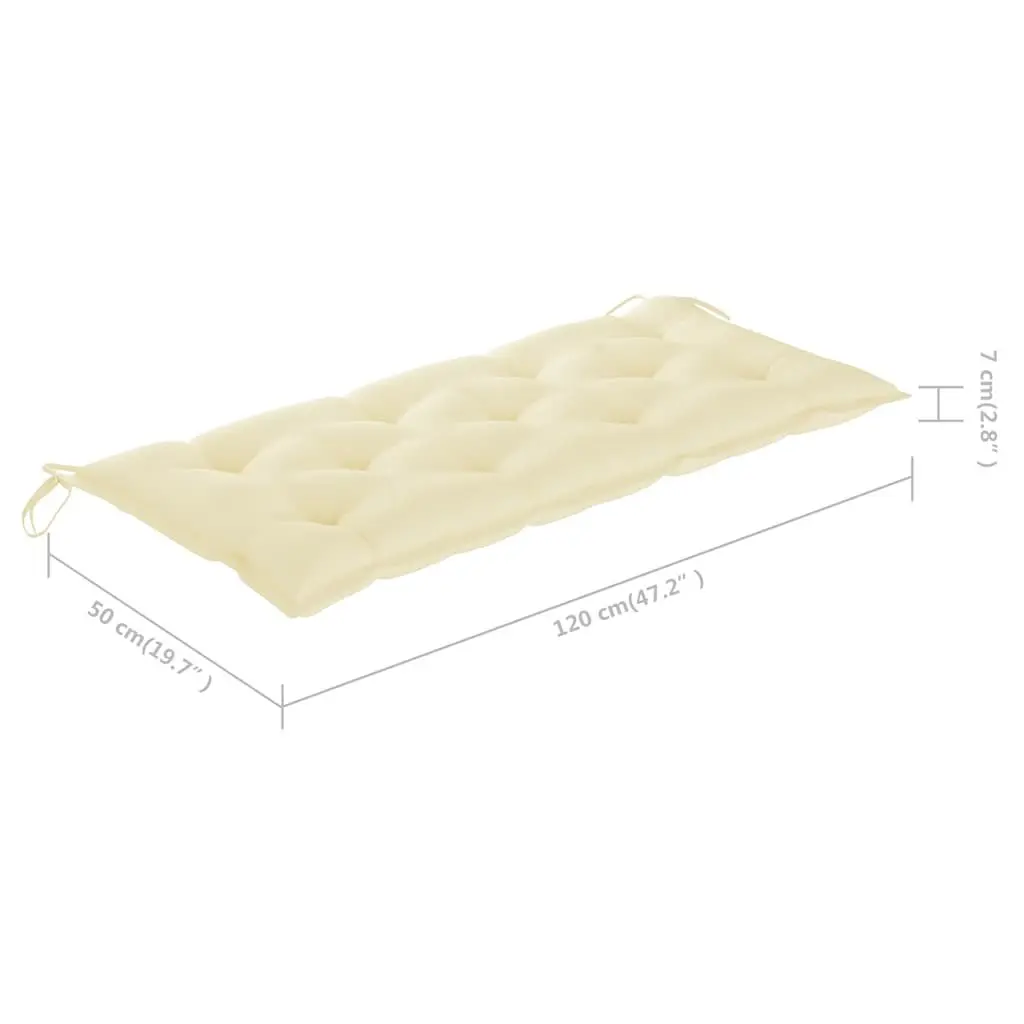 Folding Garden Bench Bamboo 118cm Cream with Cushion
