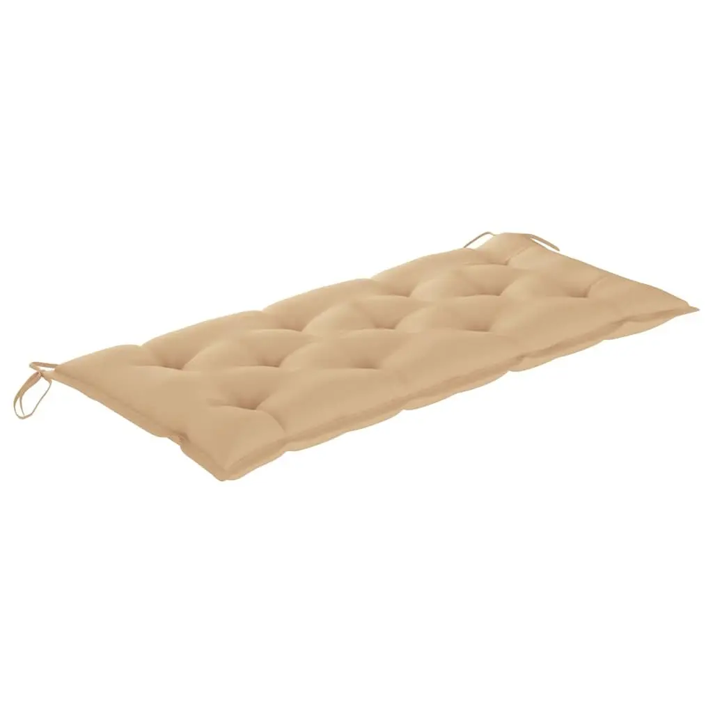 Folding Bamboo Garden Bench 118cm Outdoor Beige Cushion