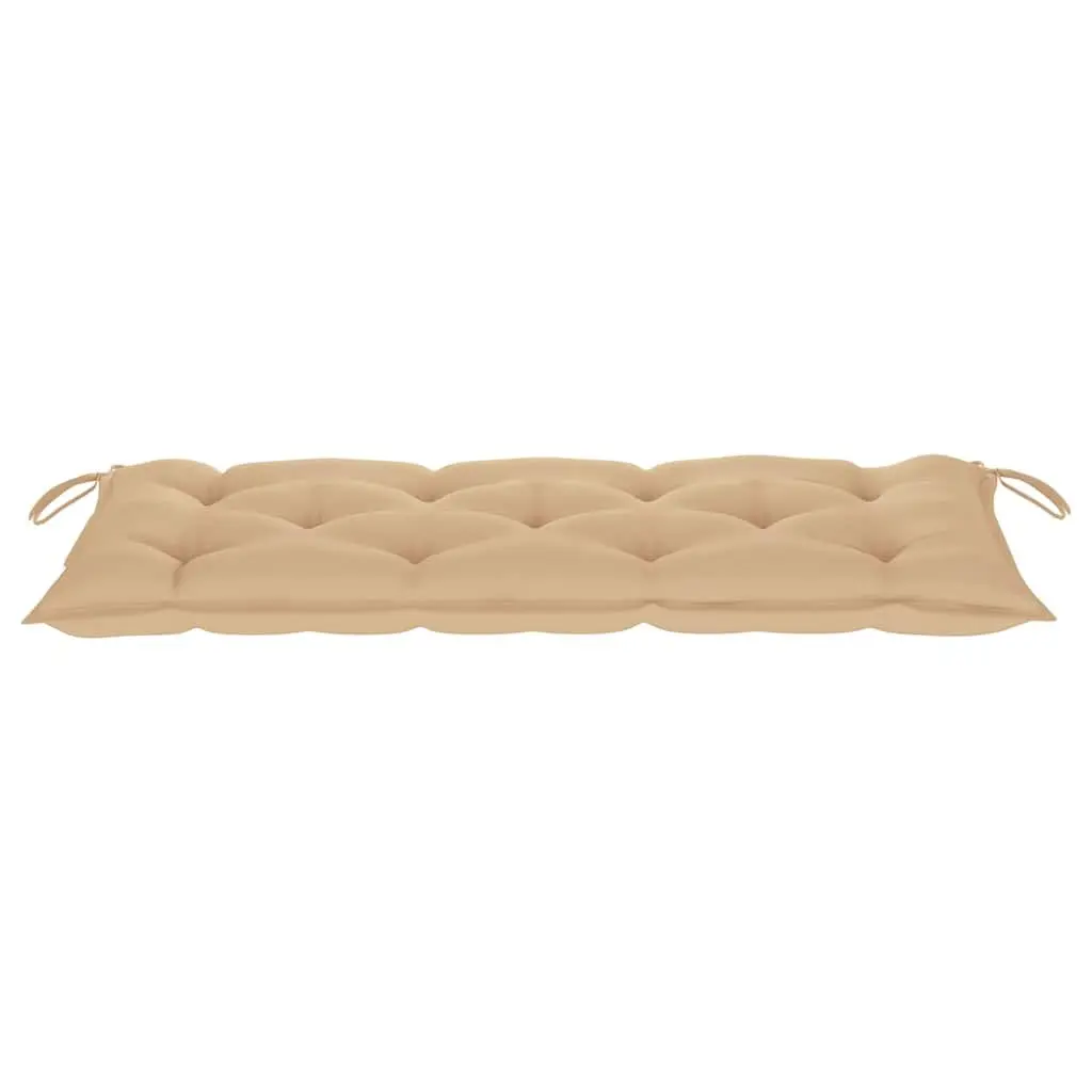 Folding Bamboo Garden Bench 118cm Outdoor Beige Cushion