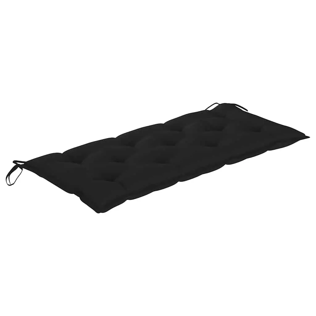 Folding Garden Bench 118 cm Outdoor Seating with Cushion Black Bamboo
