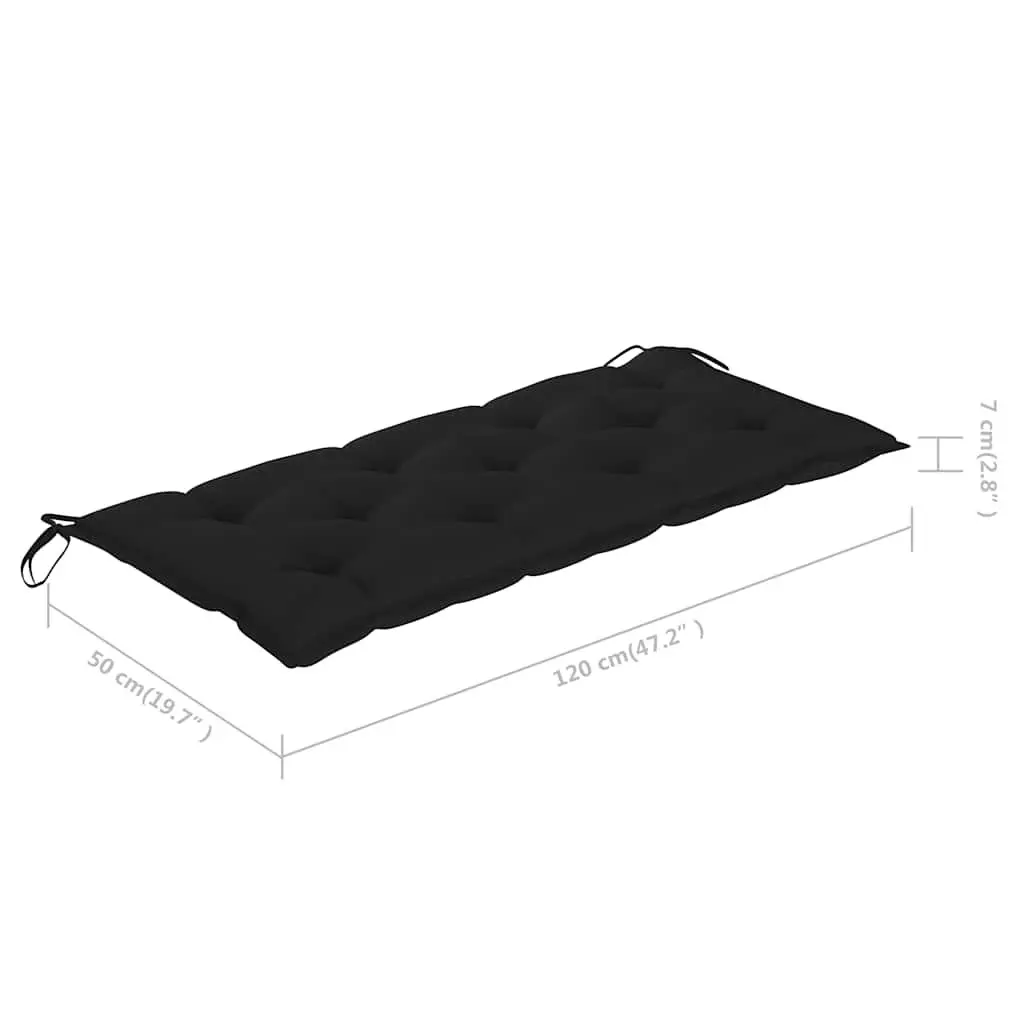 Folding Garden Bench 118 cm Outdoor Seating with Cushion Black Bamboo