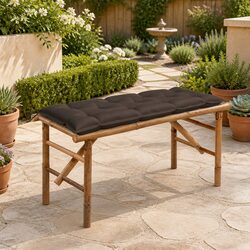 Durable Folding Garden Bench with Cushion - Taupe Bamboo