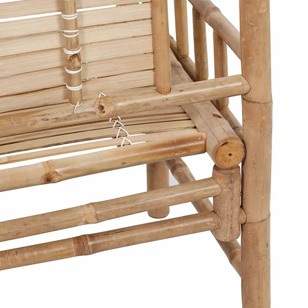 Bamboo Garden Bench 120cm with Grey Cushion