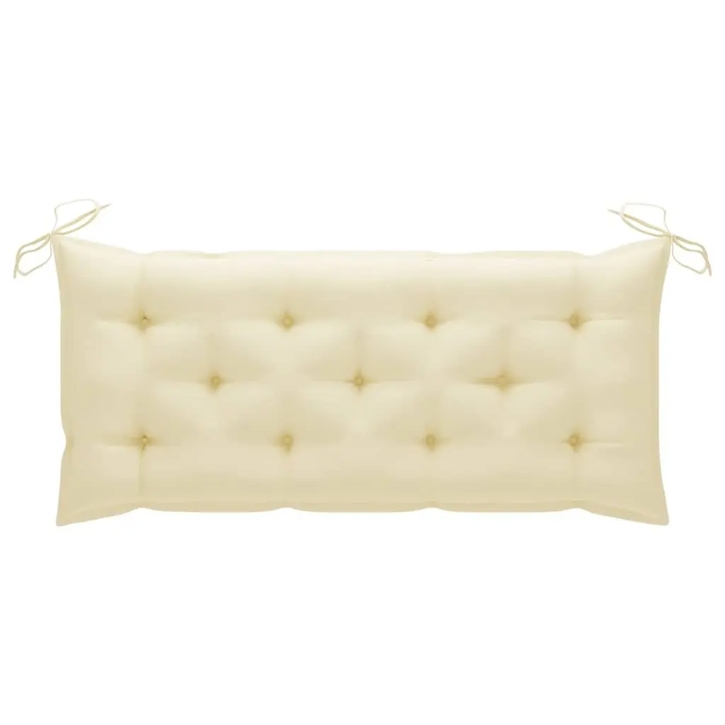 Garden Bench Bamboo 120 cm Cream with Backrest and Cushion