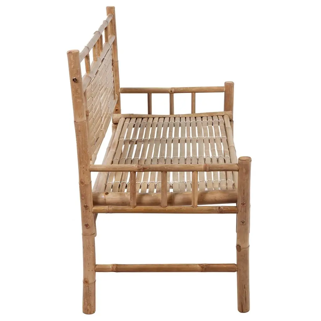 Garden Bench Bamboo 120cm Taupe with Cushion