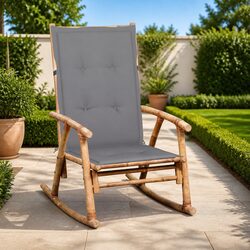 Solid Bamboo Rocking Chair with Cushion for Outdoors
