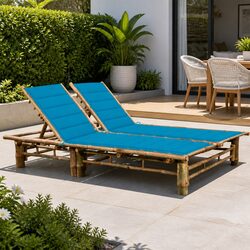 Adjustable 2-Person Bamboo Sun Lounger for Outdoor Comfort
