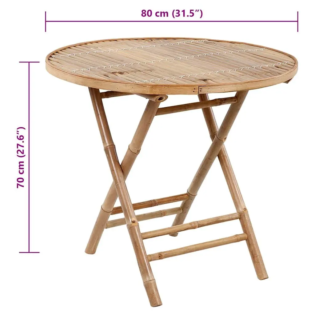 5-Piece Bamboo Folding Outdoor Dining Set with Cushions