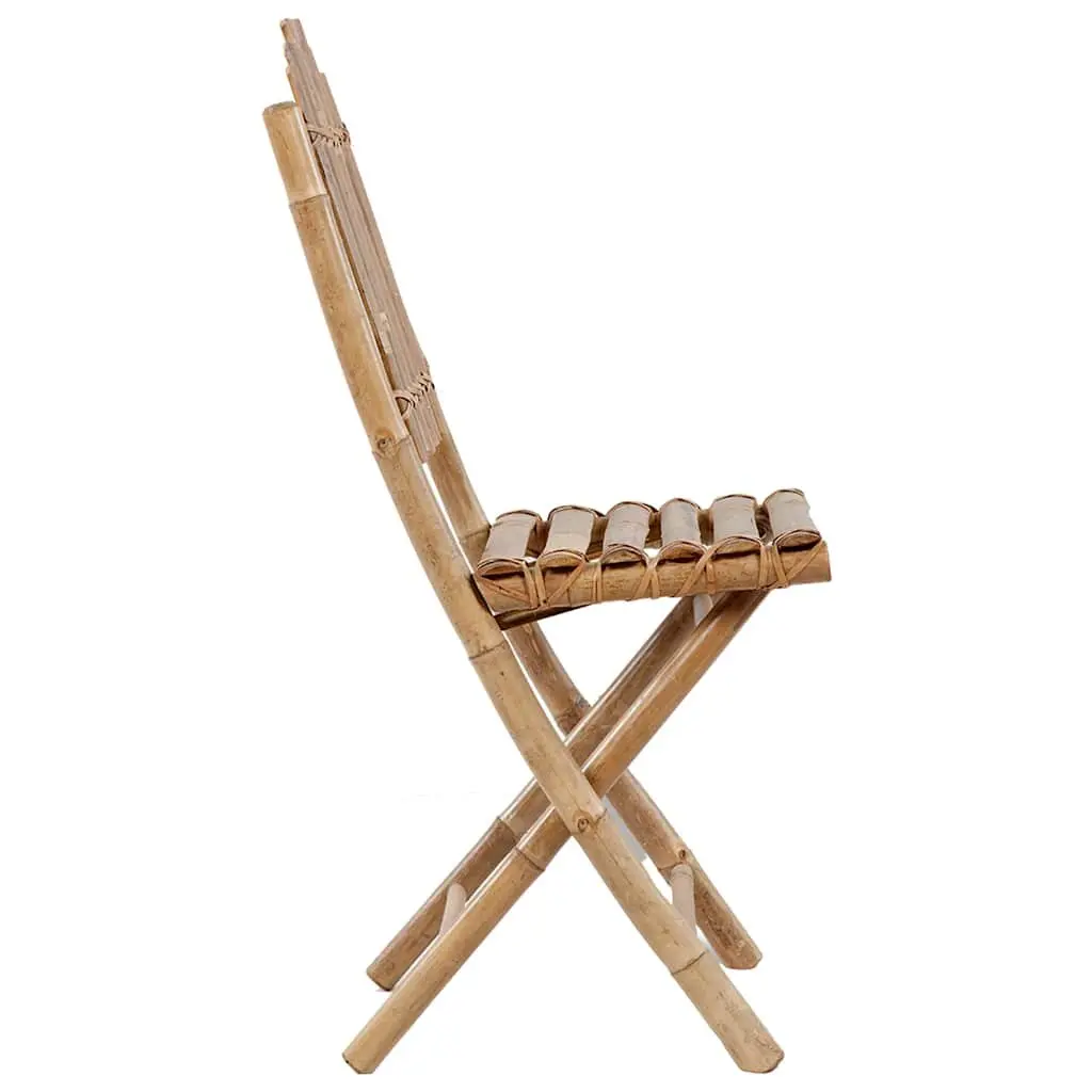 5-Piece Bamboo Folding Outdoor Dining Set with Cushions