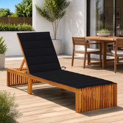 Durable Sun Lounger with Cushion and Adjustable Backrest