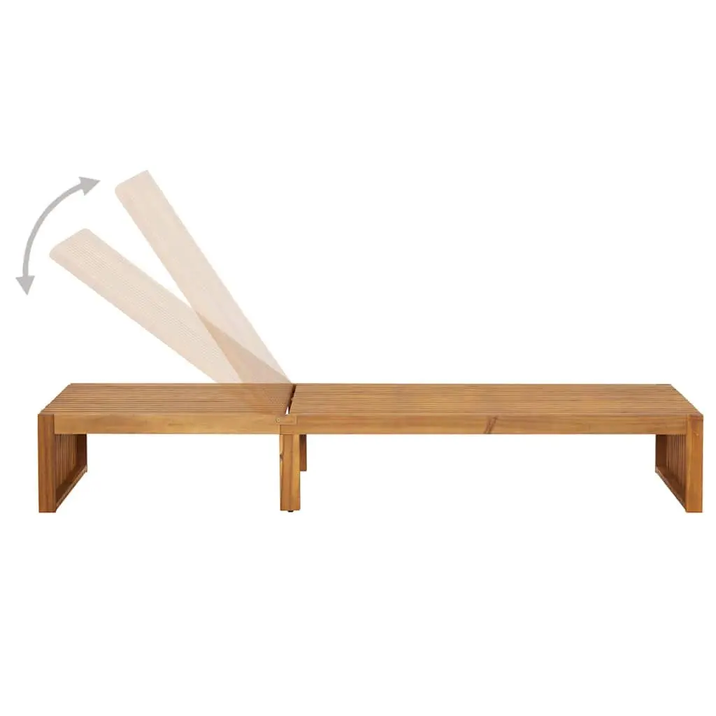 Sun Lounger Solid Acacia Wood Adjustable Backrest Taupe