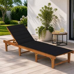 Solid Acacia Wood Folding Sun Lounger with Cushion