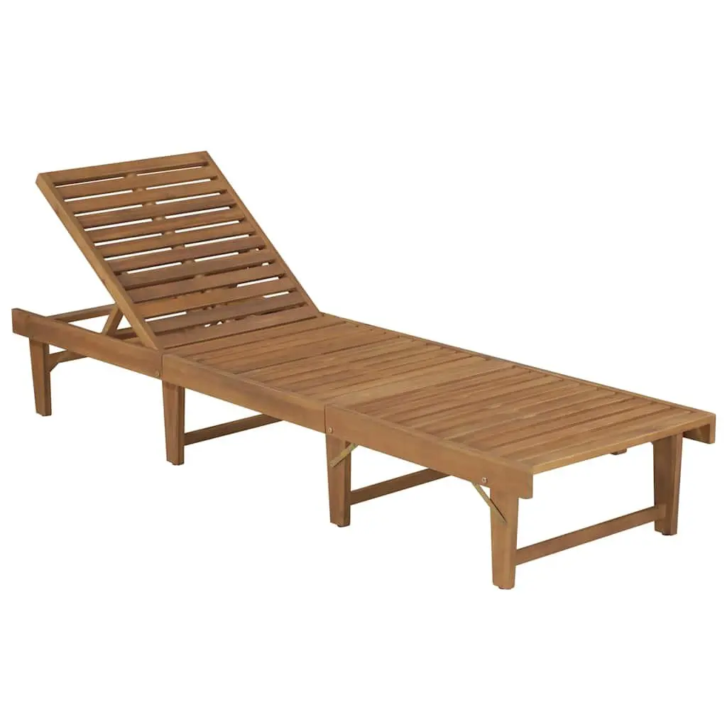 Solid Acacia Wood Folding Sun Lounger with Cushion