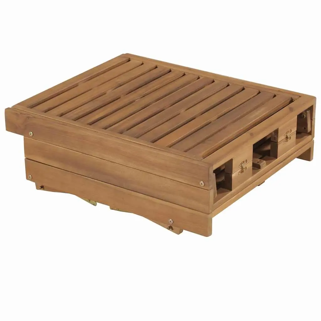 Solid Acacia Wood Folding Sun Lounger with Cushion