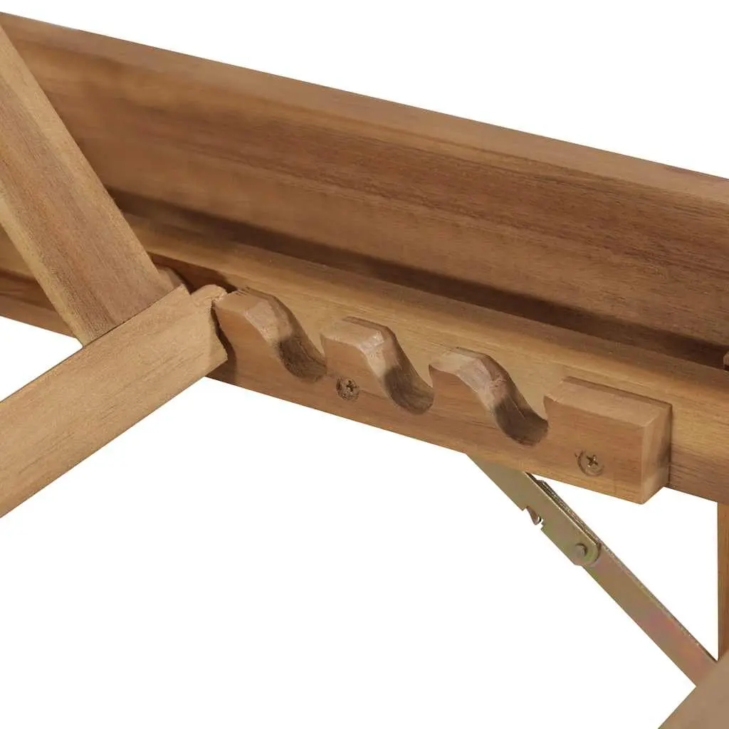 Solid Acacia Wood Folding Sun Lounger with Cushion