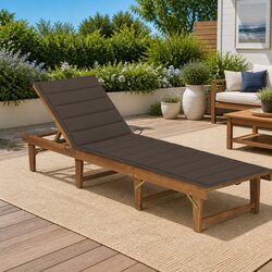 Durable Wooden Sun Lounger with Cushion for Outdoors