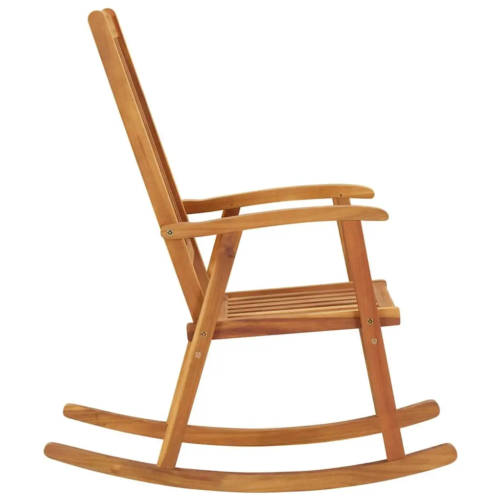 Solid Acacia Wood Rocking Chair with High Backrest