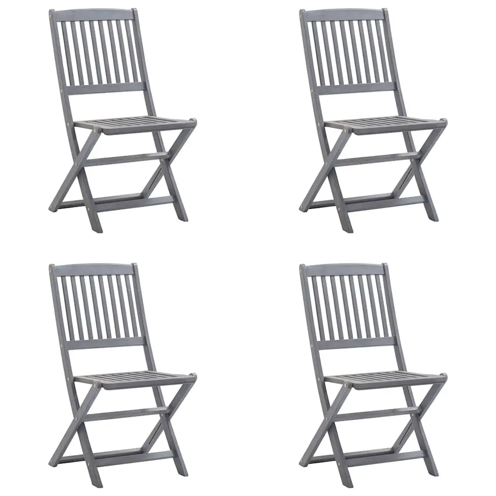 Solid Wood Folding Chairs Set of 4 with Cushions