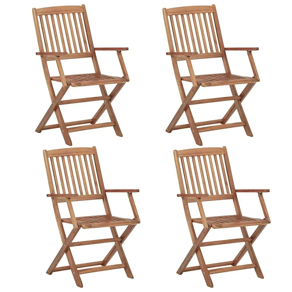 Folding Garden Chairs Solid Acacia Wood Anthracite 4 Piece with Cushions