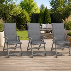 Set of 3 Premium Outdoor Reclining Armchairs with Cushions