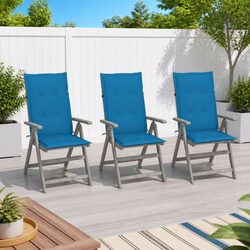 Set of 3 Outdoor Reclining Chairs with Cushions