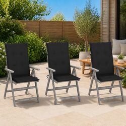3-Piece Outdoor Reclining Chair Set with Cushions