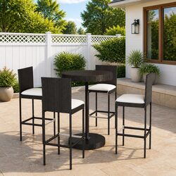 Durable 5 Piece Outdoor Garden Bar Set with Cushioned Stools