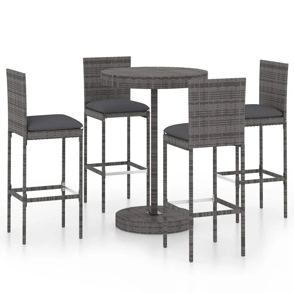 5 Piece Grey Garden Bar Set for Outdoor Use