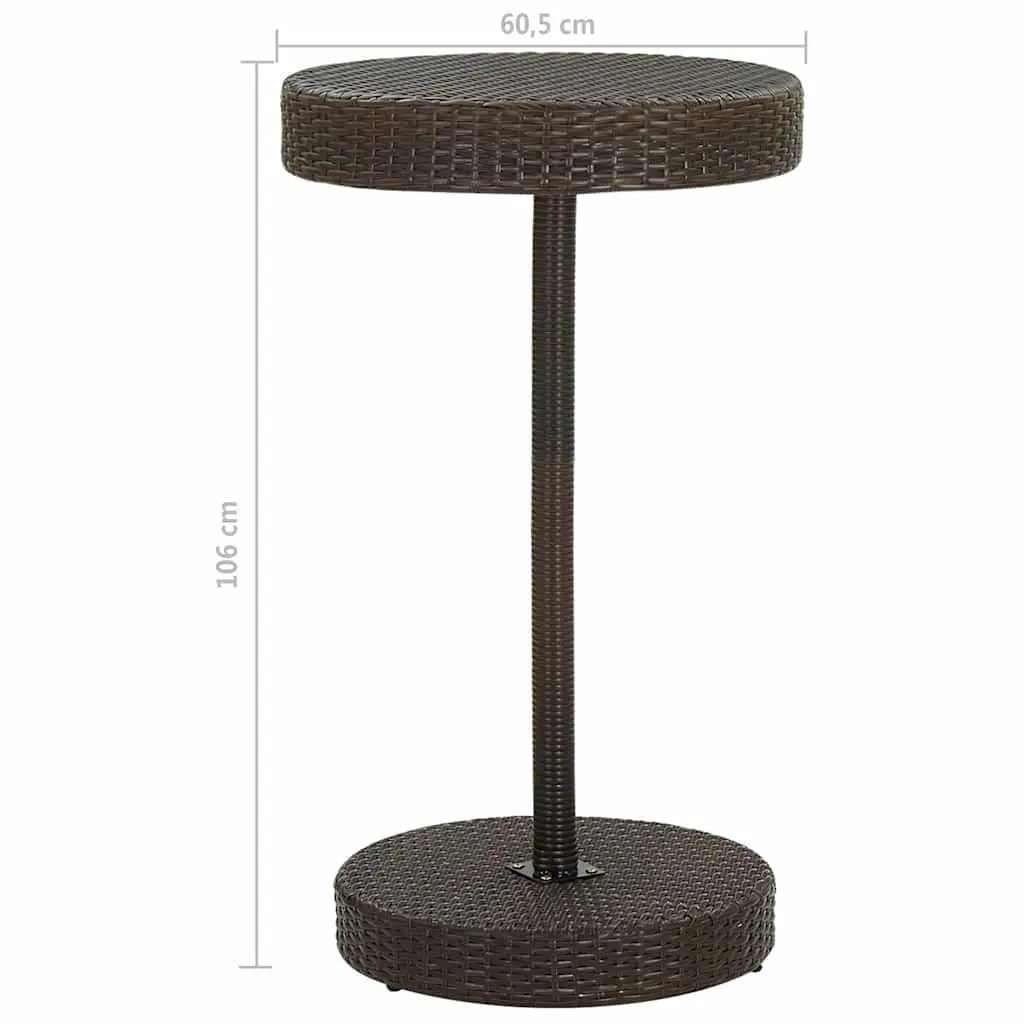Garden Bar Set Poly Rattan Brown Outdoor Bar Table Stools 3 Piece