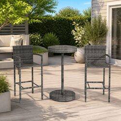 Sturdy 3 Piece Garden Bar Set with Comfortable Stools