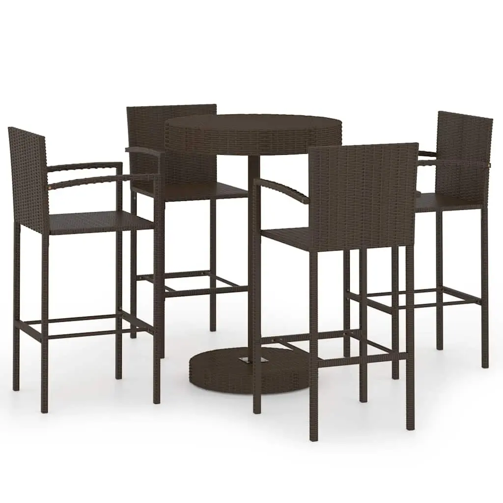 5-Piece Brown Garden Bar Set for Outdoor Dining