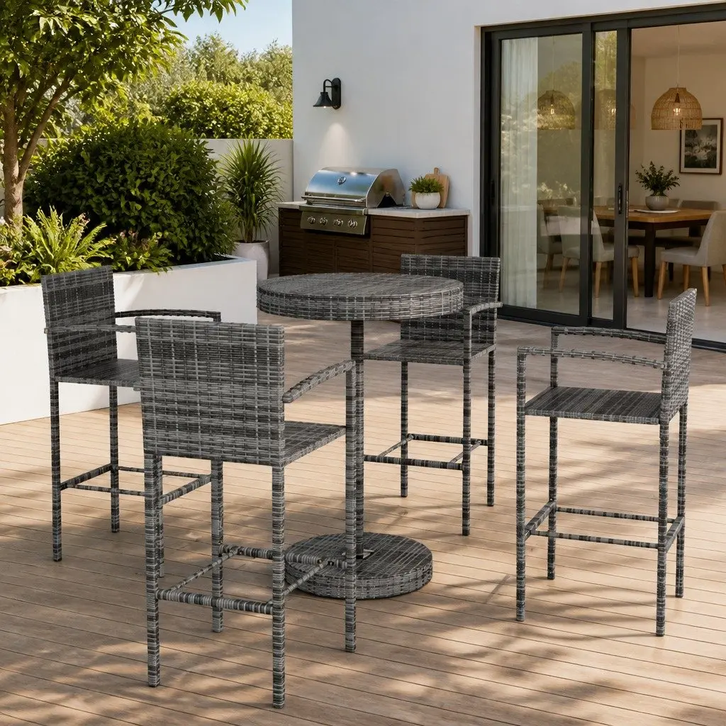 5-Piece Grey Garden Bar Set with Sturdy Construction