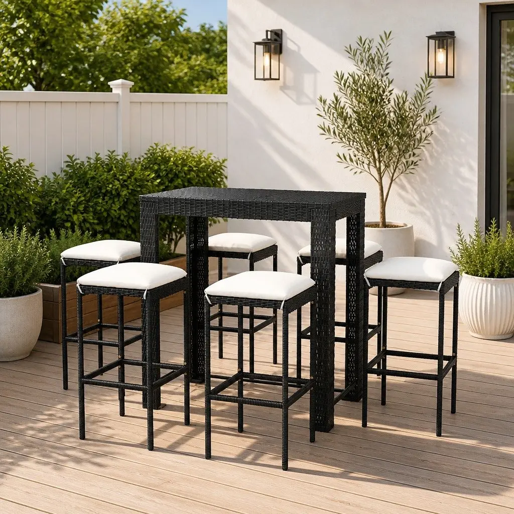 7 Piece Garden Bar Set with Cushions