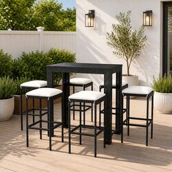 Stylish 7 Piece Garden Bar Set with Cushions