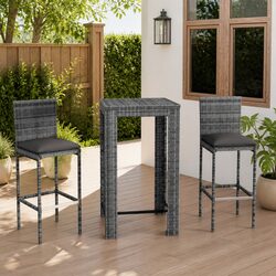 Stylish 3 Piece Outdoor Bar Set with Cushioned Stools