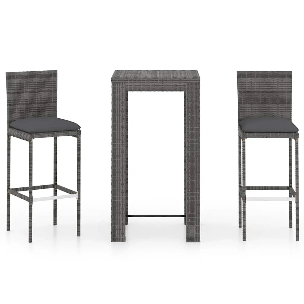 3 Piece Outdoor Bar Set with Cushioned Stools