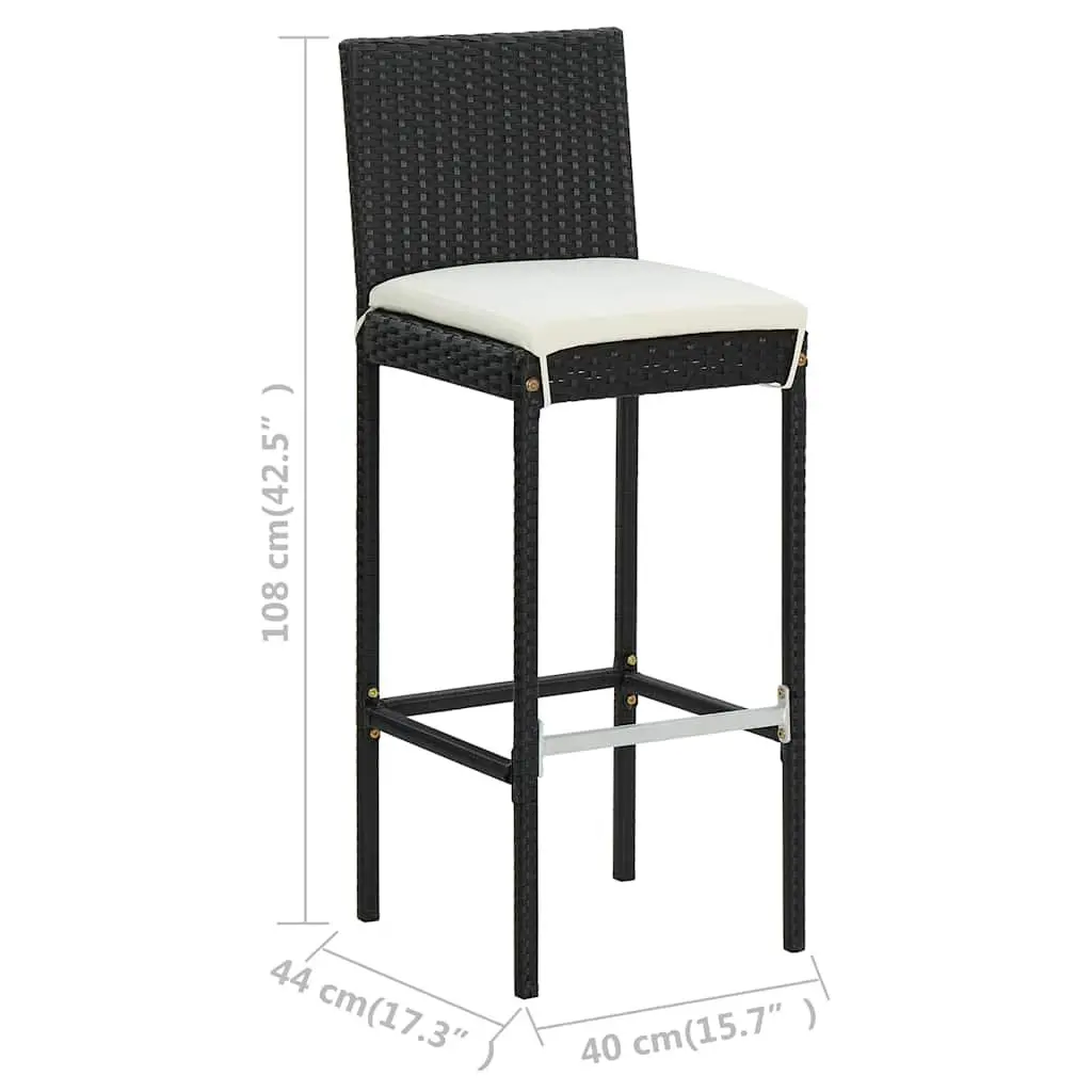 5 Piece Black Poly Rattan Outdoor Bar Set with Stools