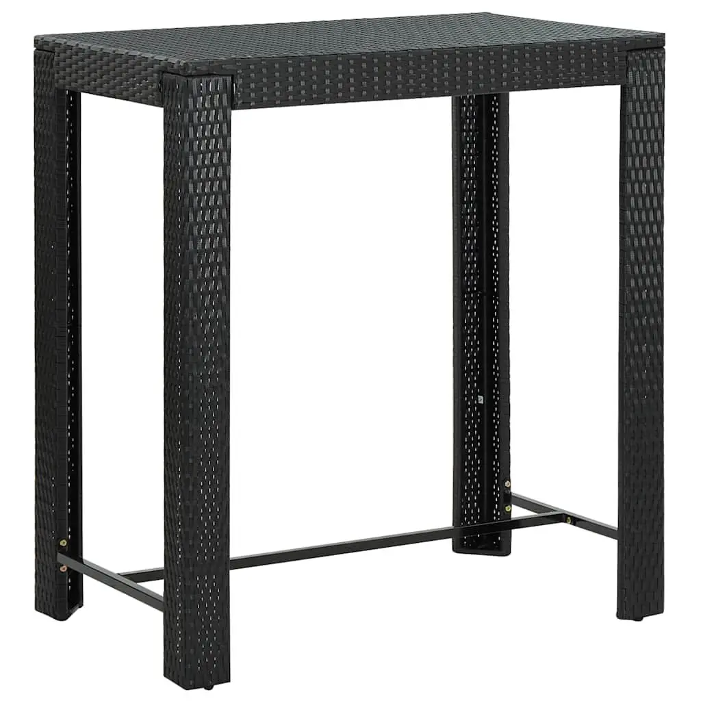 5 Piece Black Poly Rattan Outdoor Bar Set with Stools