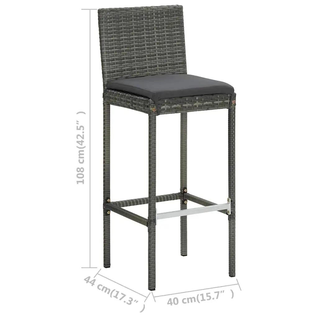 5 Piece Grey Outdoor Bar Set with Cushions